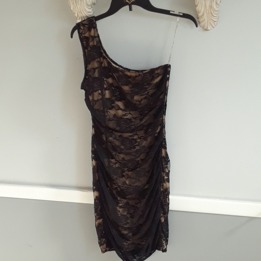 Rub and Rox, black lace one shoulder dress, size m